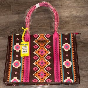 Wrangler Vibrant Pink and Brown Tote